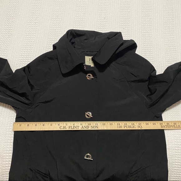 Fog by London Fog Women Medium Black Hoodie Casual Business Long Coat - Picture 4 of 7